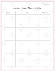 Make Ahead Item Scheduler